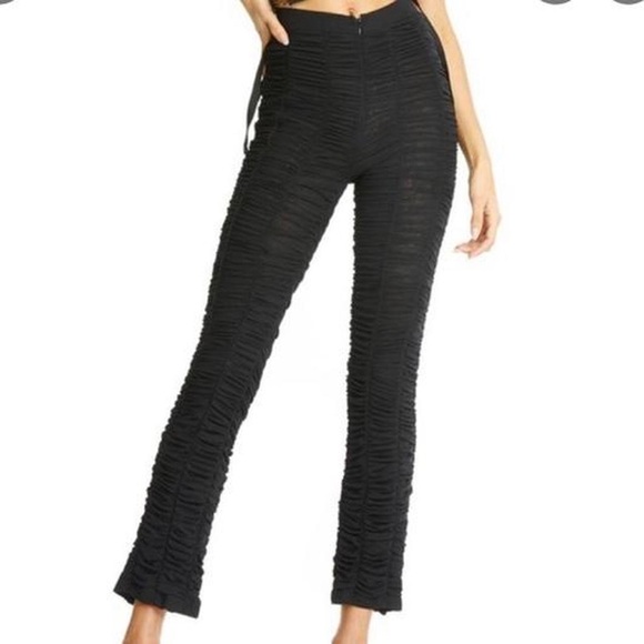 NWOT IAMGIA black ruched mesh pants - Picture 3 of 3